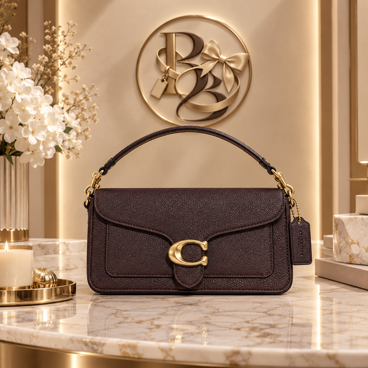 Sac à main Coach pebble tabby Marron