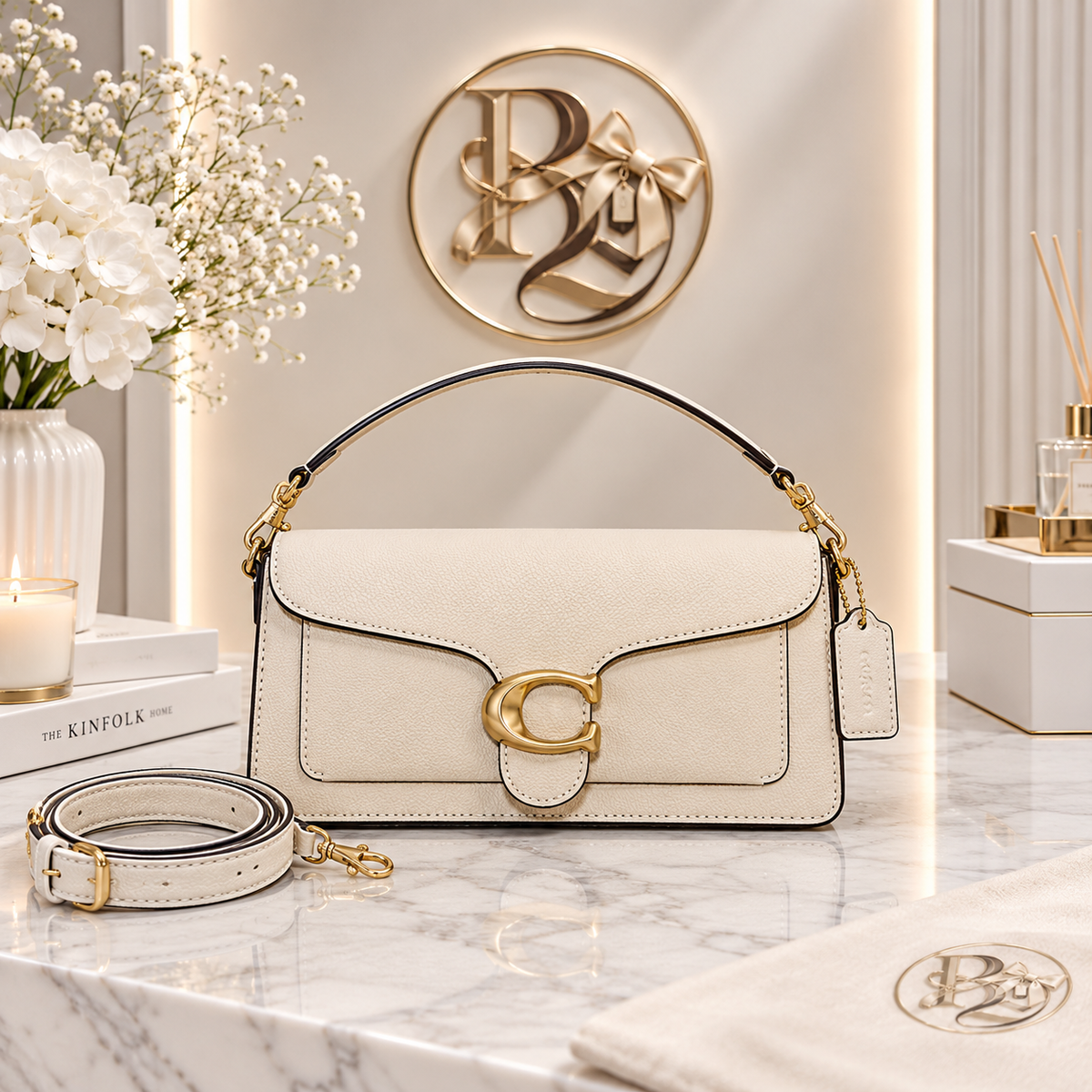 Sac à main Coach Blanc pebble tabby