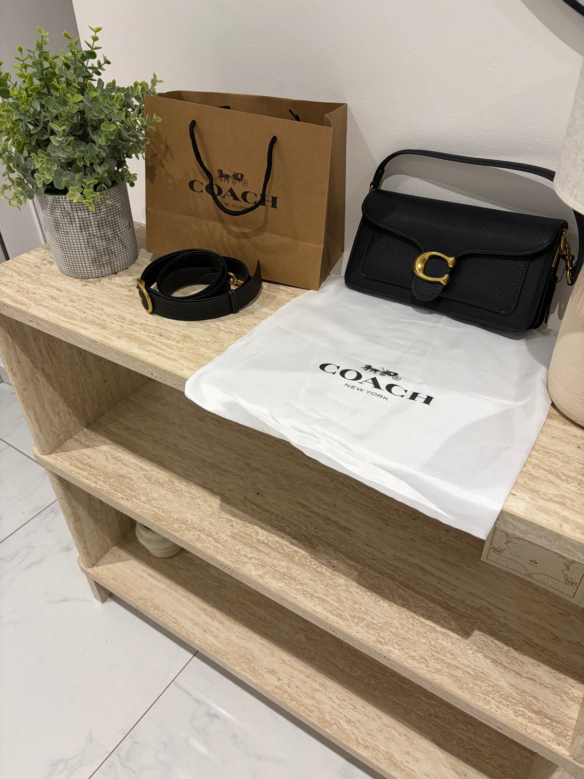 Sac a main Coach Noir pebble tabby