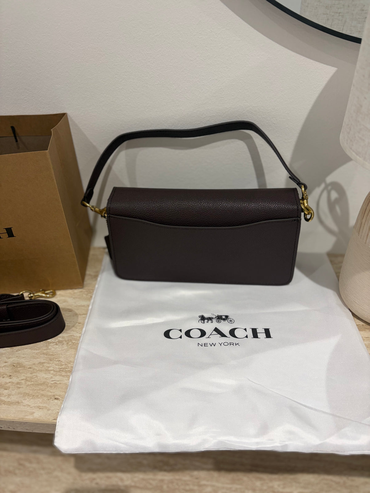 Sac à main Coach pebble tabby Marron