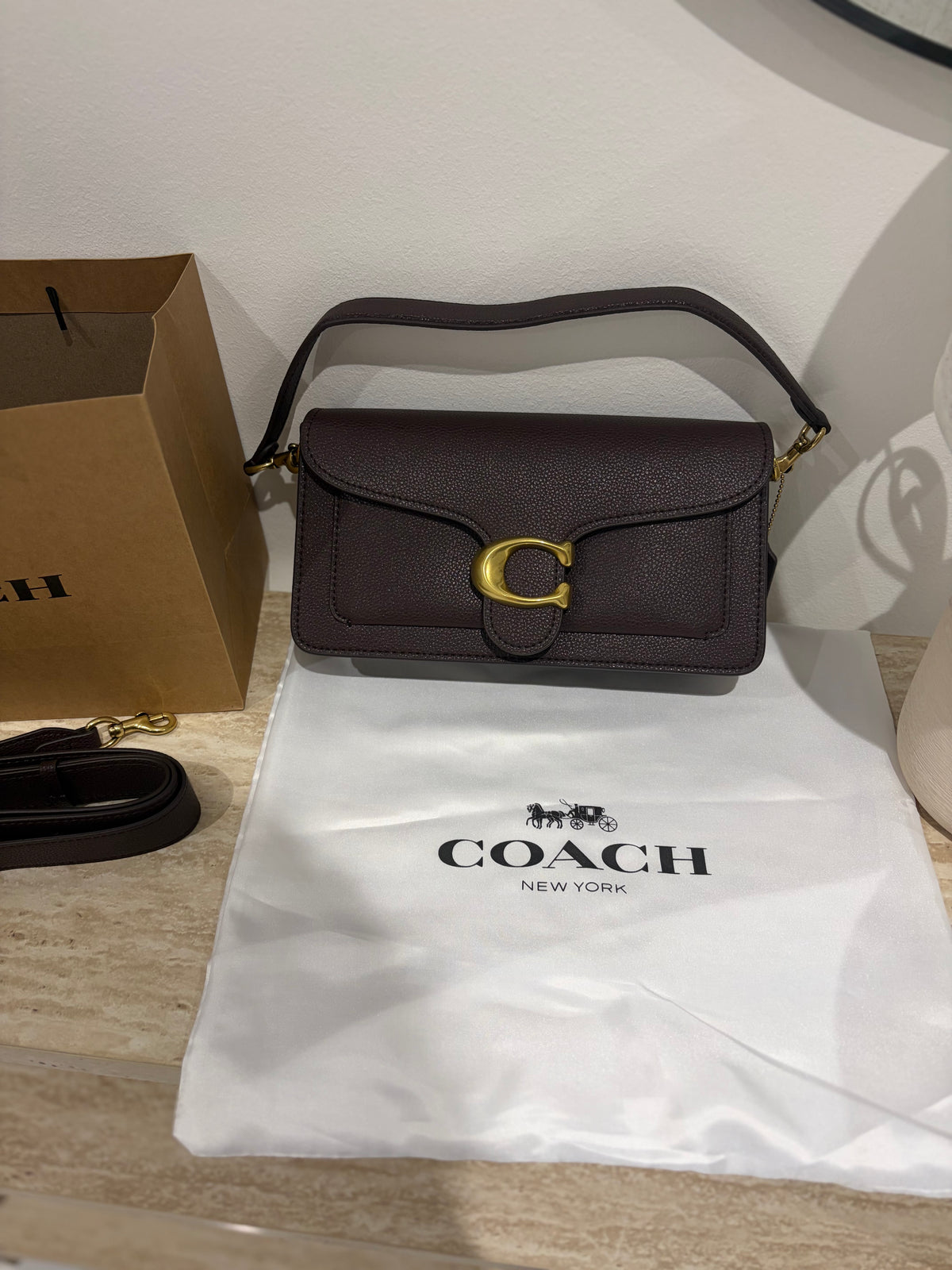 Sac à main Coach pebble tabby Marron