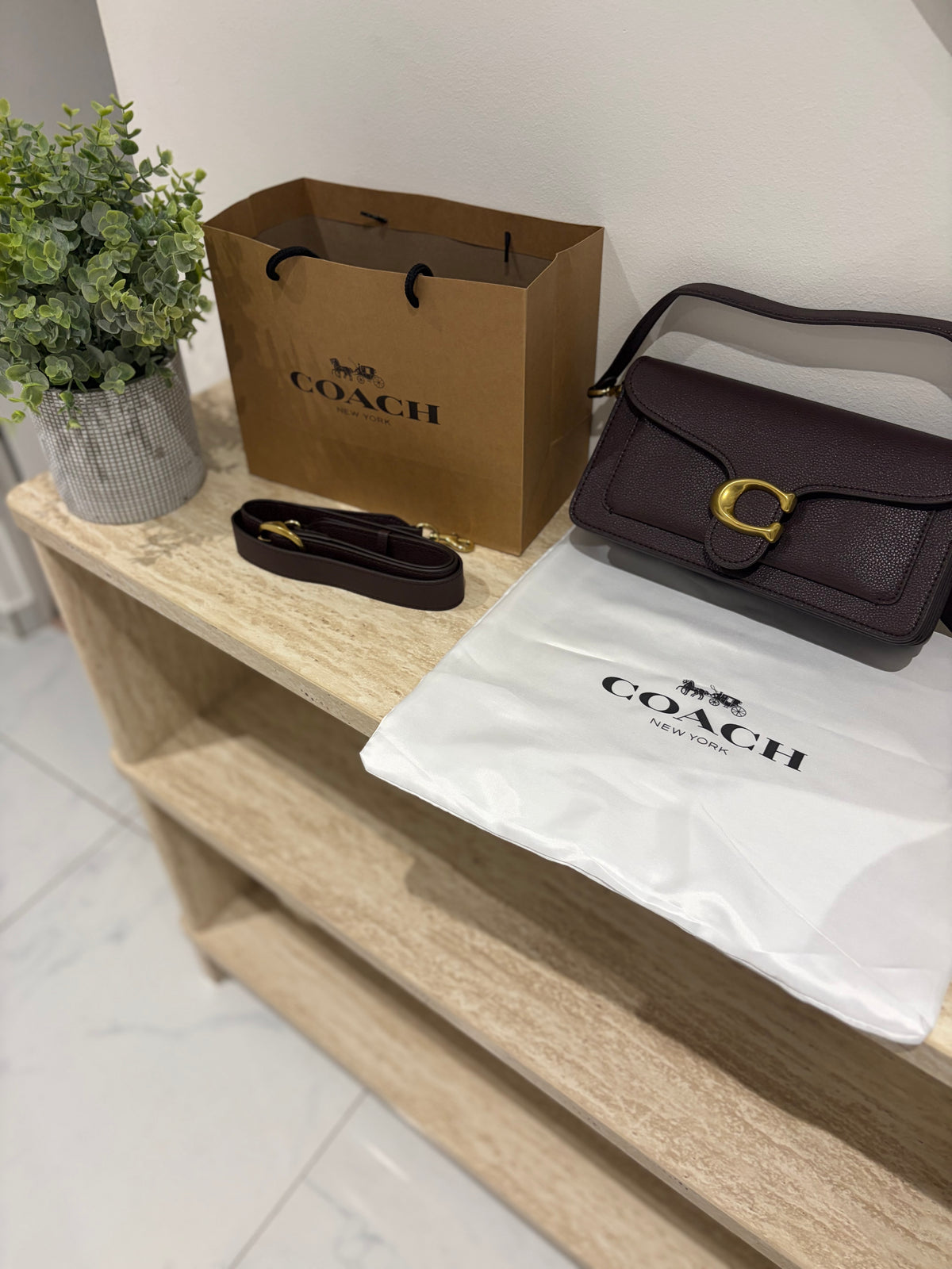 Sac à main Coach pebble tabby Marron
