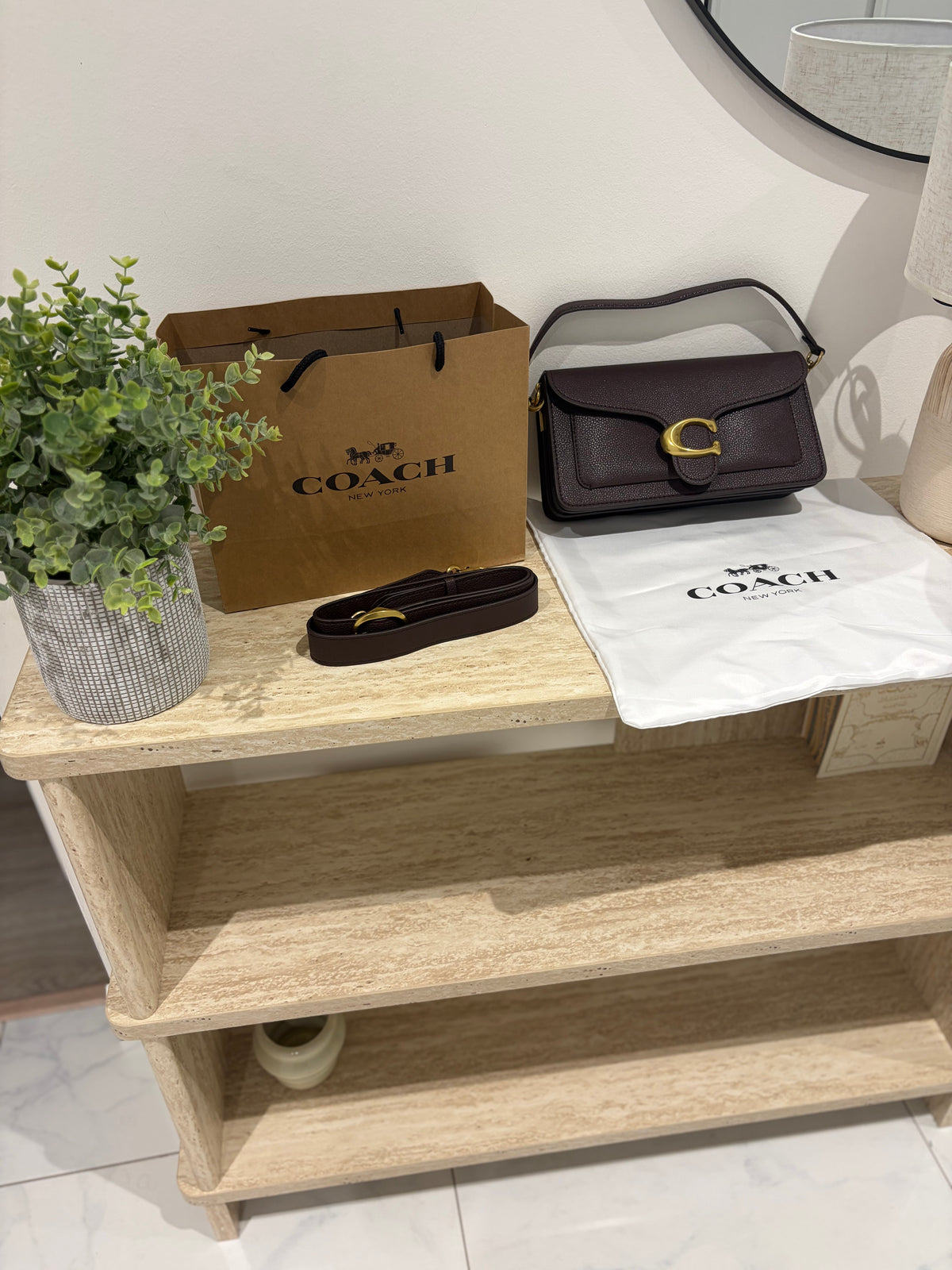 Sac à main Coach pebble tabby Marron
